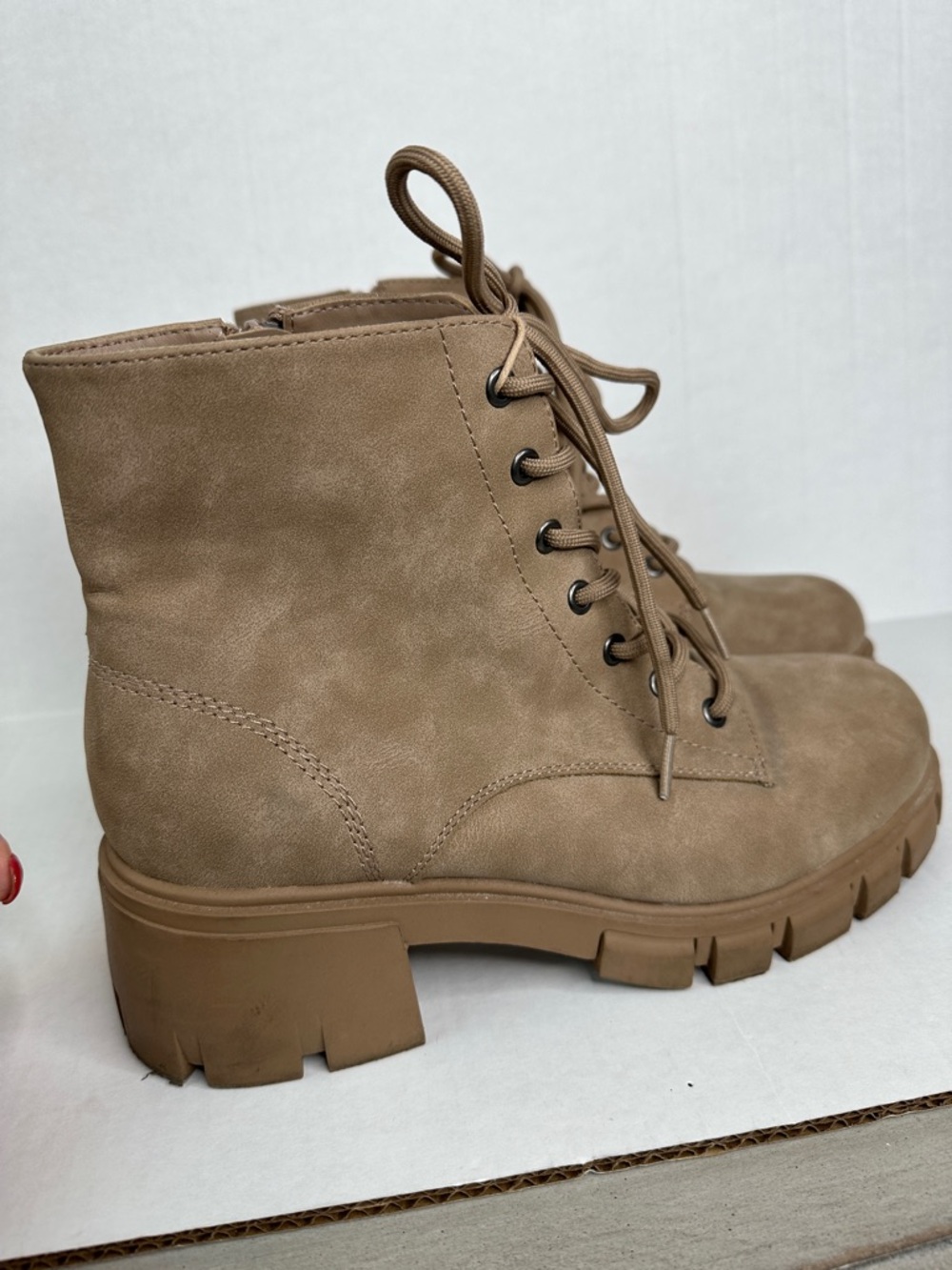 MIA Tan Lace-Up Lug Combat Boots - Picture 3 of 6